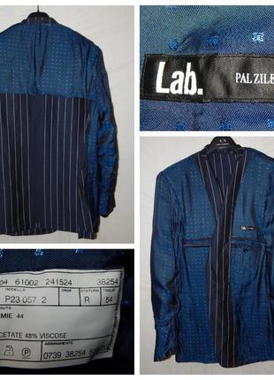 Пиджак из шерсти и крапивы на полуподкладке в полоску lab pal zileri (италия)6 фото