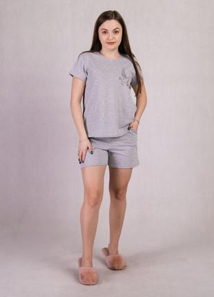 Женский домашний комплект пижама футболка с шортами7 фото