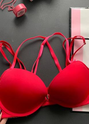 👙эффектный красный лиф victoria’s secret/бюстгальтер с пуш ап/гладкий красный лиф👙