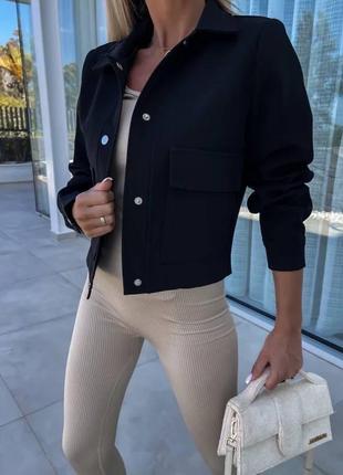 Стильный качественный кашемировый пиджак женский на кнопках укороченный3 фото