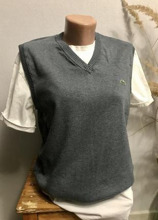 Жилет безрукавка котон бавовна сірий unisex street style оригінал бренд lacoste