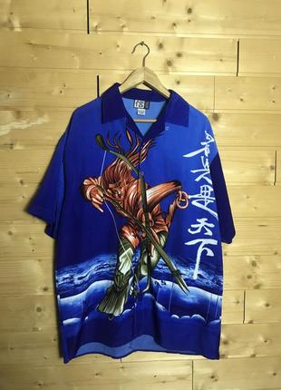 Vintage hawaiian shirt samurai made in korea гавайська сорочка