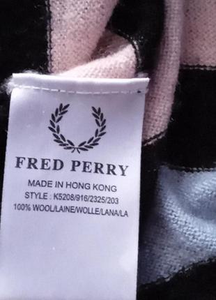 Женский свитер джемпер люкс 100% шерсть мериноса в полоску fred perry8 фото