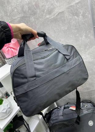 Серая - 55х33х20 см - дорожная сумка с ремешком для цепляния сумки на ручку чемодана -размер м (5139)6 фото
