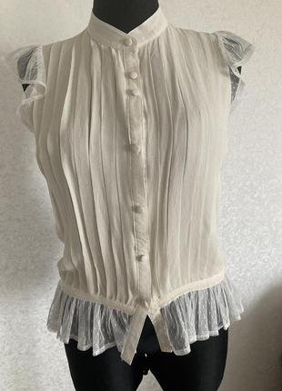 Шелковая кружевная блуза lynn adler в викторианском стиле. размер s