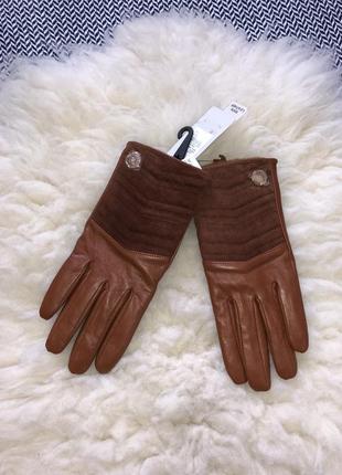 Перчатки натуральная кожа кожаные с мехом зимние1 фото