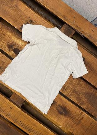 Дитяча бавовняна футболка (поло) marks&spencer (маркс і спенсер 6-7 років 116-122 см оригінал біла)2 фото