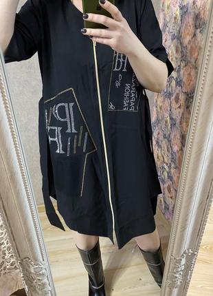 Чёрное классное новое платье кардиган на молнии с капюшоном 52-56 р
