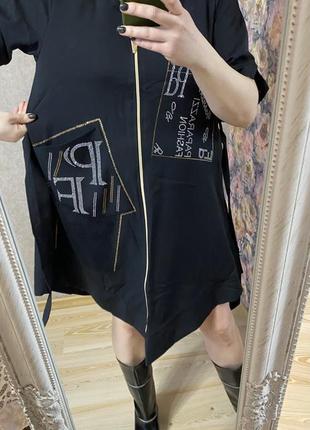 Чёрное классное новое платье кардиган на молнии с капюшоном 52-56 р6 фото