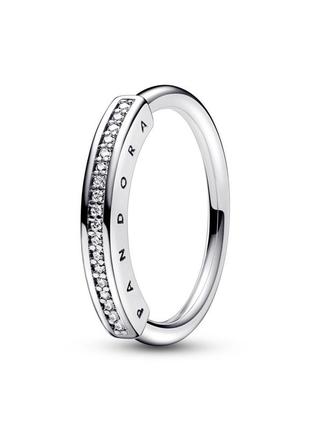 Оригинал пандора оригинальное серебряное кольцо 192283c01 серебро ряд камней с логотипом камни камешки с биркой новый