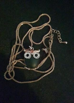 Підвіска сова з ланцюжком у золотому тоні