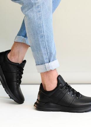 Кроссовки мужские кожаные черные