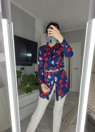 Удлиненная блуза с бантом туника от boohoo цветочный принт3 фото
