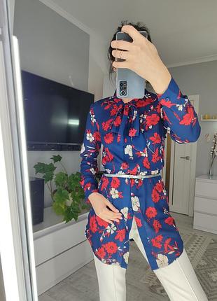 Подовжена блуза з бантом туніка від boohoo квітковий принт