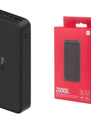 Оригинальный xiaomi redmi power bank 20 000 mah pb200lzm black vxn4gl быстрая зарядка qc3,0 18w