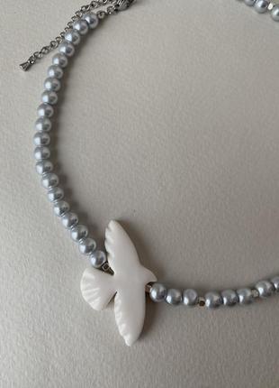 Чокер ожерельяное горлица белая птичка горлица6 фото