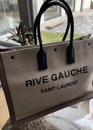 Ysl сумка холст rive gauche tote bag 42см