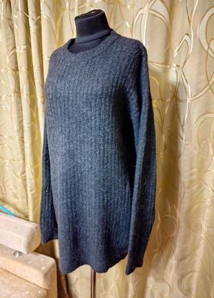Брендовый шерстяной свитер джемпер пуловер оверсайз большого размера батал альпака6 фото