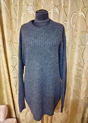 Брендовый шерстяной свитер джемпер пуловер оверсайз большого размера батал альпака3 фото