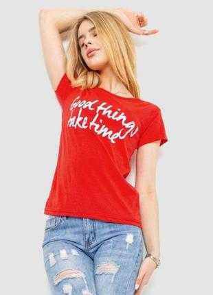 Женская футболка с принтом, цвет красный.221r3007