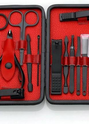 Професійний набір для манікюру та педикюру vhg bl-02 18 предметів red