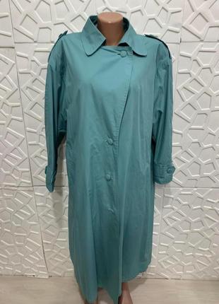 Тренч бірюза довгий плащ пальто