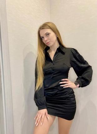 Класна коктейльна чорна сукня міні