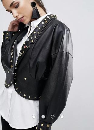 Кожаная куртка с декором5 фото