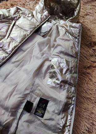 Куртка плащевка серебряного цвета5 фото