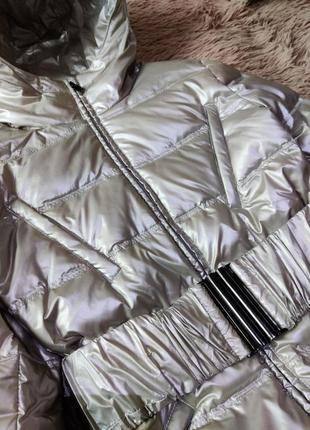 Куртка плащевка серебряного цвета4 фото