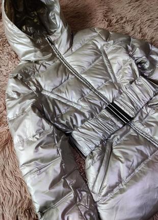 Куртка плащевка серебряного цвета3 фото
