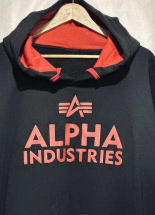 Худи альфа красный принт кофта с капюшоном alpha industries большой размер батал оверсайз3 фото