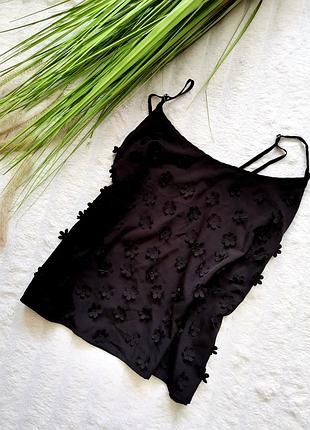 💥💥💥ценопад! трендовая чёрная майка в бельевом стиле в цветочках