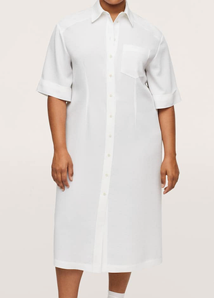 Біле фактурне плаття-сорочка 26 розміру mango