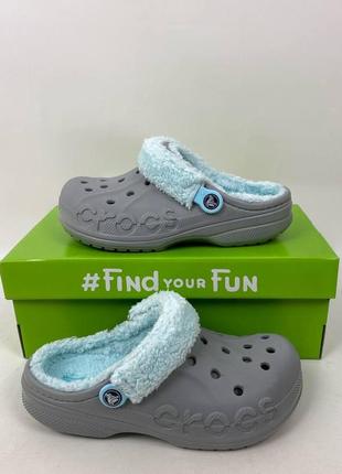 Сірі класичні утеплені крокси crocs