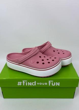 Crocband platform blossom crocs розовые кроксы на платформе