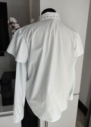 Блуза рубашка с рукавами фонариками от h&amp;m нежно голубого цвета6 фото