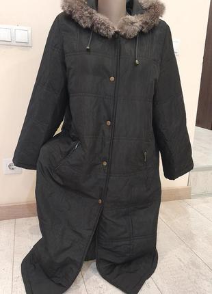 Классная удобная длинная куртка парка дубленка пальто1 фото