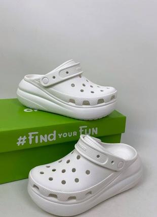 Classic crush white білі crocs крокси на платформі