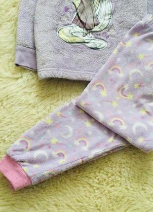 3-4 лет, disney флисовая пижама из рапунцель. теплая, мягкая, штаники на манжетах с принтом яскров3 фото