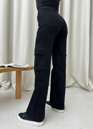 Свободные широкие джинсы карго трубы прямого кроя деми3 фото