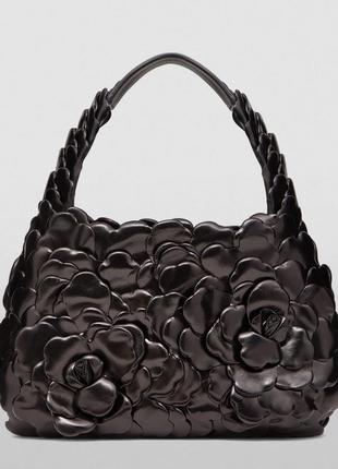 Жіноча шкіряна сумка чорна шкіряна сумка на плече сумка valentino6 фото