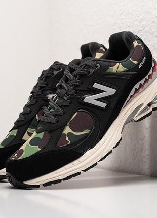 Кросівки bape x new balance 2002r чорно-зелені