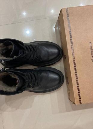 Черные кожаные ботинки на платформе/ тракторной подошве4 фото