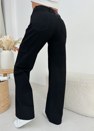 Прямые винтажные свободные джинсы карго с накладными карманами 3 цвета5 фото