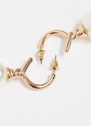 🐝🌻модні трендові сережки-гвоздики з великими перлинами liars&lovers з сайту asos4 фото