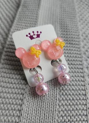 Детские клипсы розовые минные для ушей серьги красивые для девочки девушек украшения...