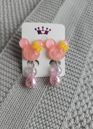 Детские клипсы розовые минные для ушей серьги красивые для девочки девушек украшения...