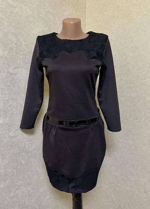 Коричневое платье с черным кружевом арженое платье коричневое