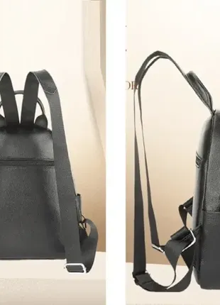 Жіночий міський шкіряний рюкзак, жіночий рюкзачок із натуральної шкіри чорний2 фото